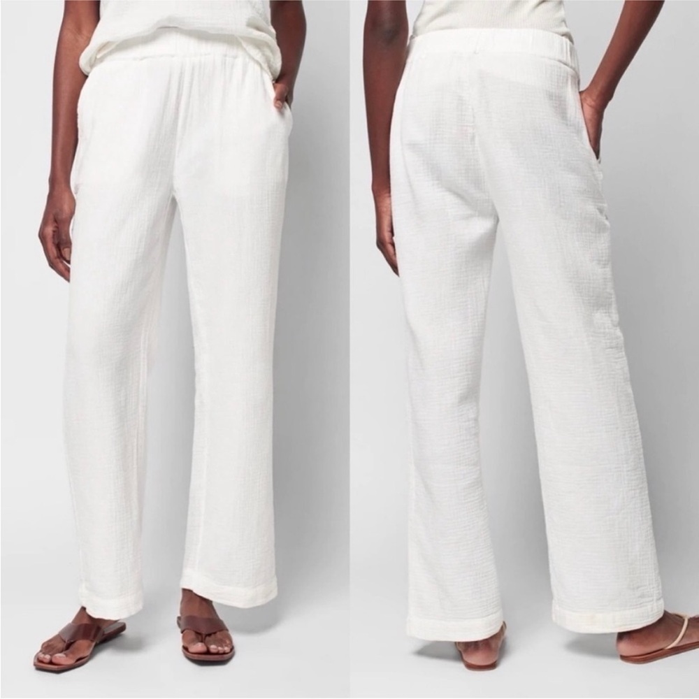 Faherty Dream Cotton Gauze Wide Leg Pant in White size XS NWOT